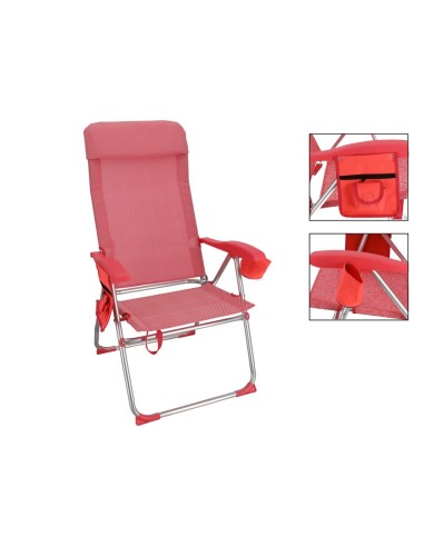 SILLA PLEGABLE ROJO NARANJA 5 POSICIONES 113X60X59