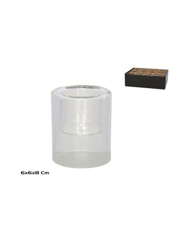 PORTAVELAS CRISTAL LUCY 6X6X8 CM