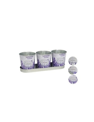 JARDINERA 3 MACETEROS LAVANDA 28,5X8,5CM