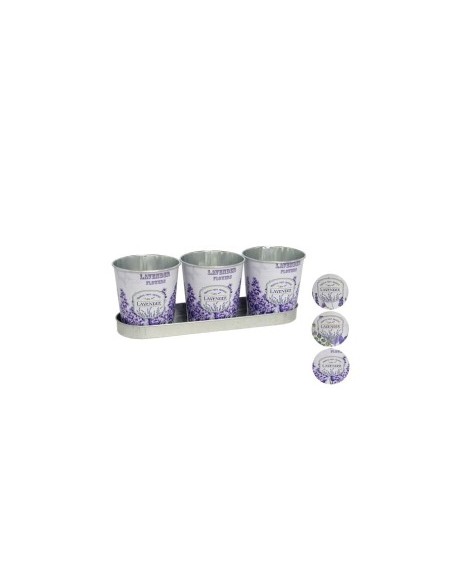 JARDINERA 3 MACETEROS LAVANDA 28,5X8,5CM