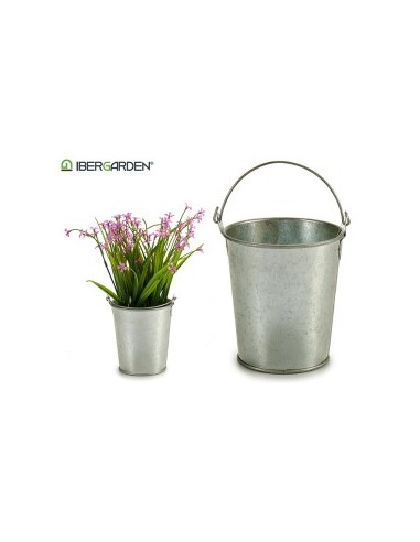 CUBO PEQUEÑO CON ASA ZINC 11 x 15,5 x 11 cm.