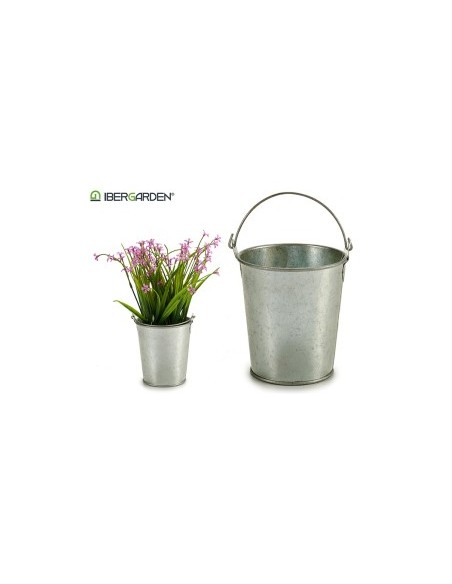 CUBO PEQUEÑO CON ASA ZINC 11 x 15,5 x 11 cm.