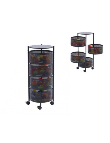 ESTANTERIA 28X57.5CM METAL 4 PISOS NEGRA