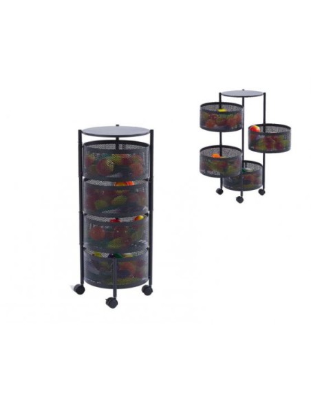 ESTANTERIA 28X57.5CM METAL 4 PISOS NEGRA