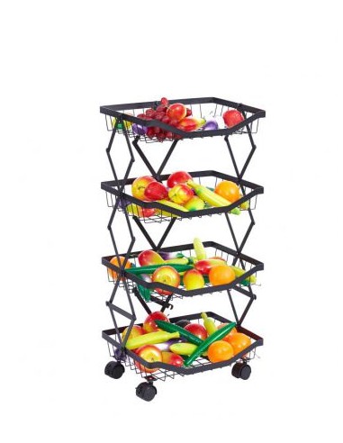 ESTANTERIA 38X28X74CM METAL 4 PISOS NEGRA