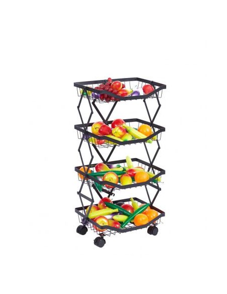 ESTANTERIA 38X28X74CM METAL 4 PISOS NEGRA