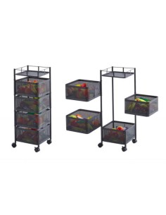 ESTANTERIA 28X28X77CM METAL 3 PISOS NEGRA