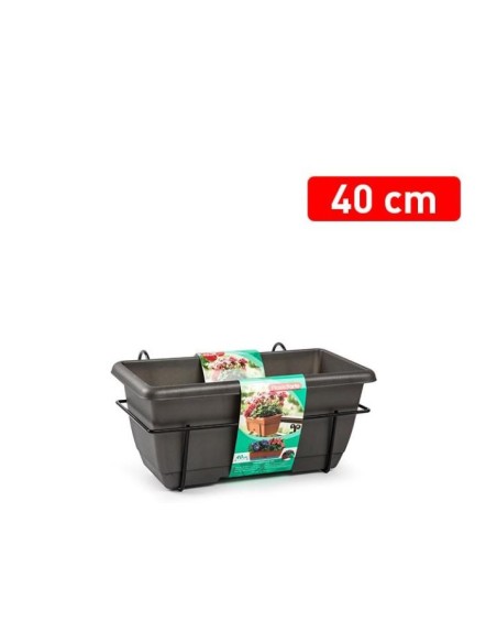 JARDINERA BALCONERA 40 CON SOPORTE ANTRACITA