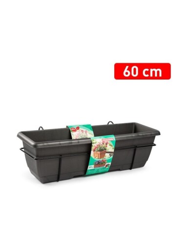 JARDINERA BALCONERA 60 CON SOPORTE ANTRACITA