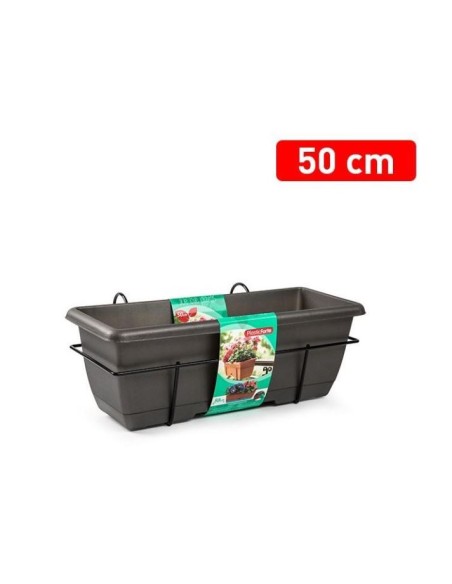 JARDINERA BALCONERA 50 CON SOPORTE ANTRACITA
