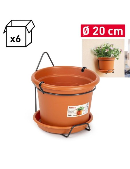 MACETA SPRING CON PLATO + SOPORTE 20 CM TERRACOTA
