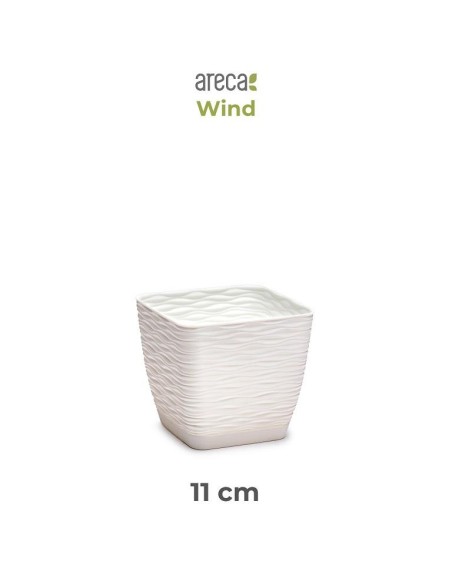 MACETA WIND CUADRADA 11 CM ARECA BLANCO ROTO