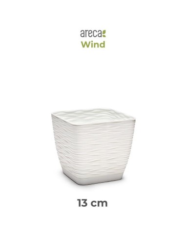 MACETA WIND CUADRADA 13 CM ARECA BLANCO ROTO