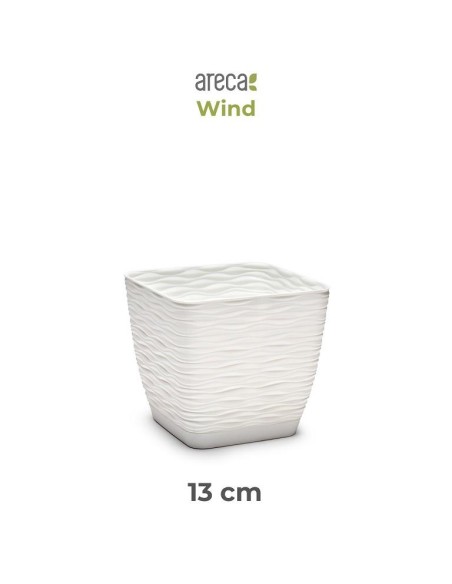 MACETA WIND CUADRADA 13 CM ARECA BLANCO ROTO