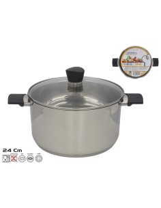 CACEROLA 24CM ACERO CON TAPA DE VIDRIO JUCAR