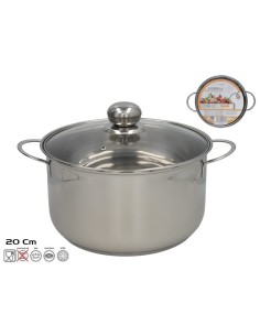 CACEROLA 20CM ACERO CON TAPA DE VIDRIO EBRO