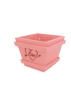 MACETERO PIRAMIDE C/PLASTICO ROSA 14x14x12 cm.
