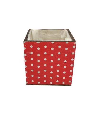 MACETERO CUADRADO MADERA  12X12 H12 PUNTO ROJO