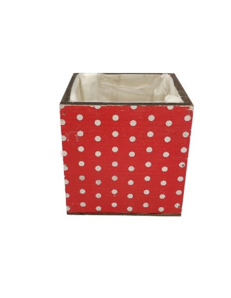 MACETERO CUADRADO MADERA  12X12 H12 PUNTO ROJO