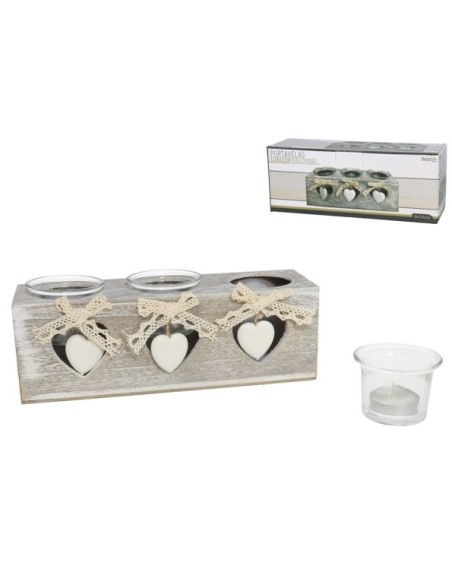 PORTAVELAS X3 CORAZON 24 CM