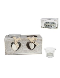 PORTAVELAS X2 CORAZON 17 CM