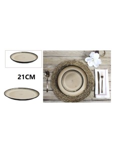 PLATO GRES BEIG 21CM REACTIVE BORDE
