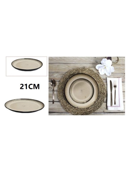 PLATO GRES BEIG 21CM REACTIVE BORDE