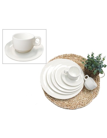 TAZA 210ML CON PLATO BLANCO BASIC