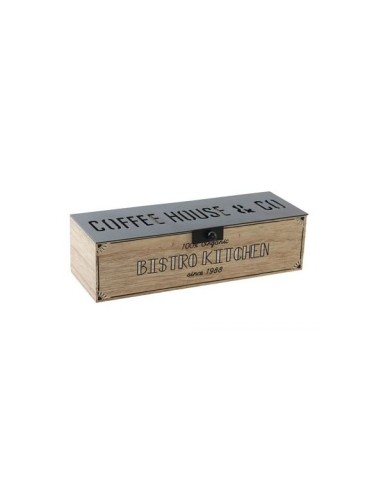 CAJA INFUSIONES MADERA 22X9X6 COFFEE NATURAL