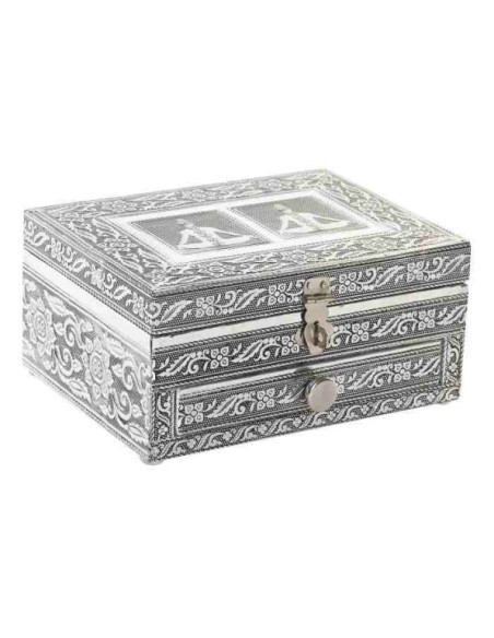 JOYERO MADERA ALUMINIO 17,5X13X8 CHAKRAS PLATEADO