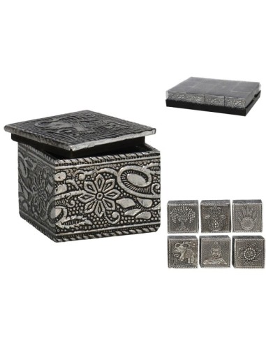 CAJA MDF DECORADA SILVER 6STD 5X5X4,2CM
