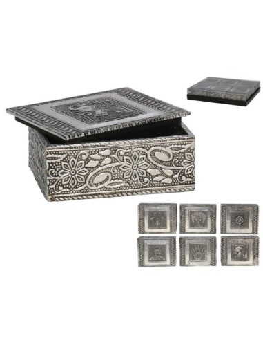 CAJA MDF DECORADA SILVER 6STD 7,5X10X4,2CM
