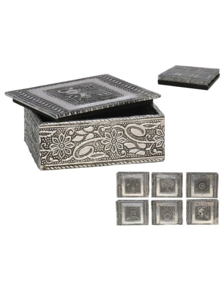 CAJA MDF DECORADA SILVER 6STD 7,5X10X4,2CM