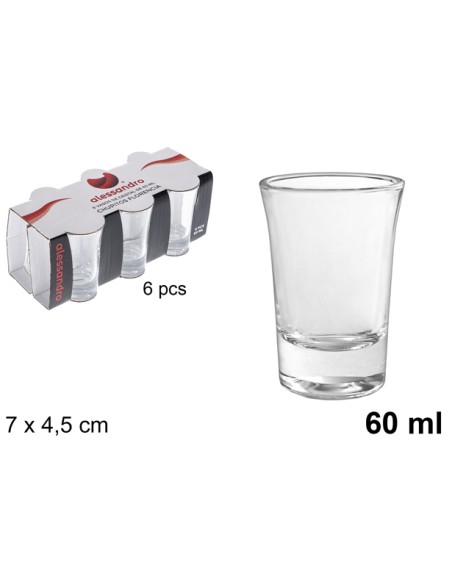 VASO 6.5CM CRISTAL 6 UND  FLORENCIA