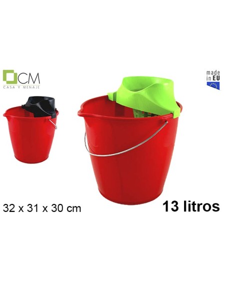 CUBO PLÁSTICO CON ESCURRIDOR COLOR 13 L.