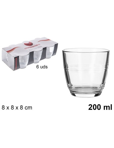 VASO 200ML 6UND CRISTAL CAFE