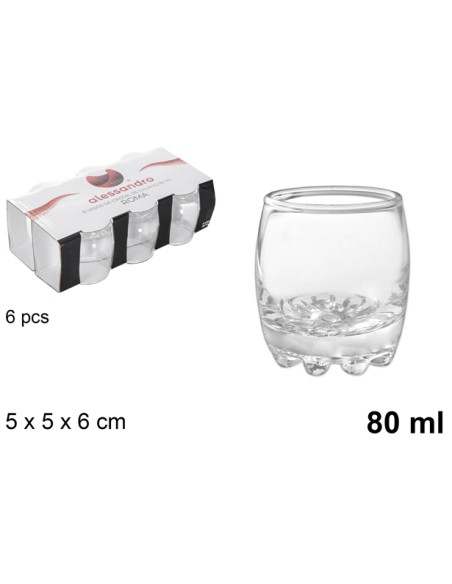 VASO 80ML 6UND CRISTAL ROMA