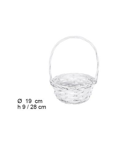 CESTA MIMBRE REDONDA BLANCA 19X19X9 CM
