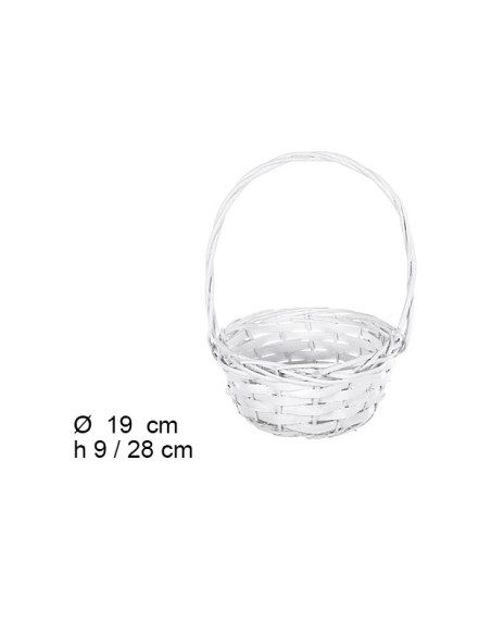 CESTA MIMBRE REDONDA BLANCA 19X19X9 CM