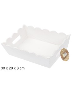 CAJA MADERA ONDULADA RECTANGULAR BLANCA 30X20 CM