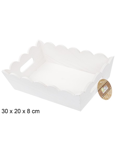 CAJA MADERA ONDULADA RECTANGULAR BLANCA 30X20 CM