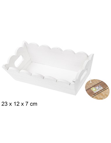 CAJA MADERA ONDULADA RECTANGULAR BLANCA 23X12 CM
