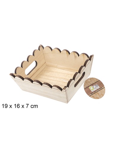 CAJA MADERA ONDULADA RECTANGULAR NATURAL 19X16 CM