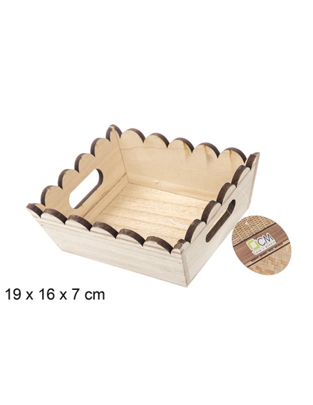CAJA MADERA ONDULADA RECTANGULAR NATURAL 19X16 CM
