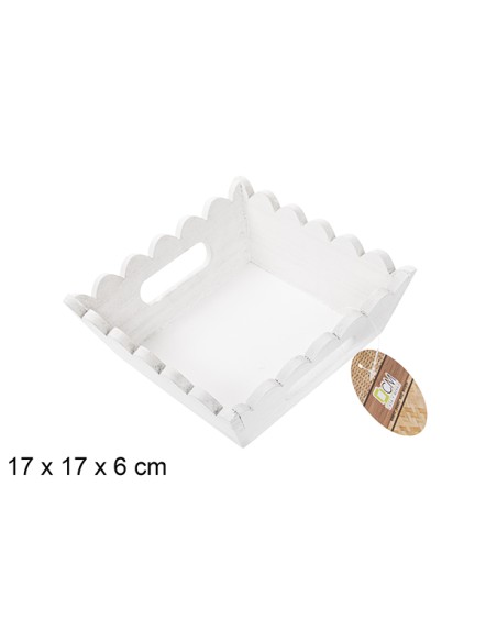 CAJA MADERA ONDULADA CUADRADA BLANCA 17 CM