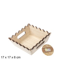CAJA MADERA ONDULADA CUADRADA NATURAL 17 CM