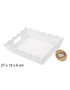 CAJA MADERA ONDULADA RECTANGULAR BLANCA 27X19 CM