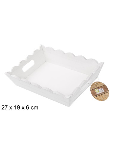 CAJA MADERA ONDULADA RECTANGULAR BLANCA 27X19 CM