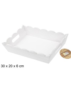 CAJA MADERA ONDULADA RECTANGULAR BLANCA 30X20 CM