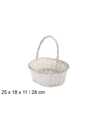 CESTAS MIMBRE OVALADA BLANCA 27X18X11 CM